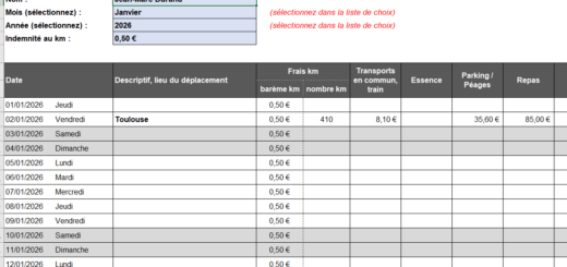 Modèle note de frais kilométrique Excel gratuit