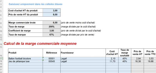calcul de marge excel