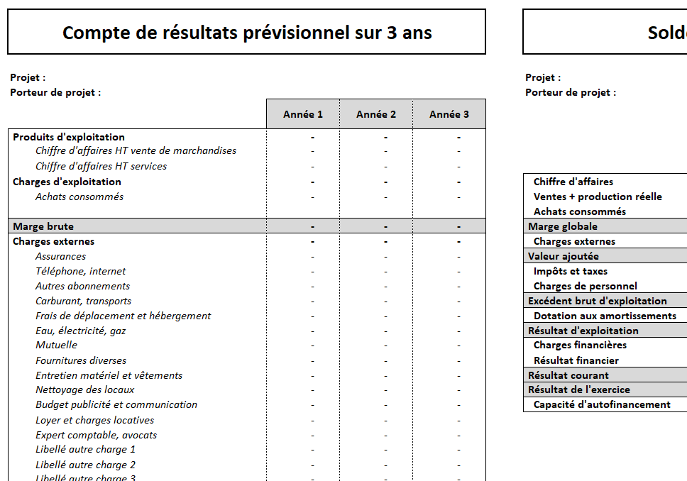 logiciel business plan gratuit Excel