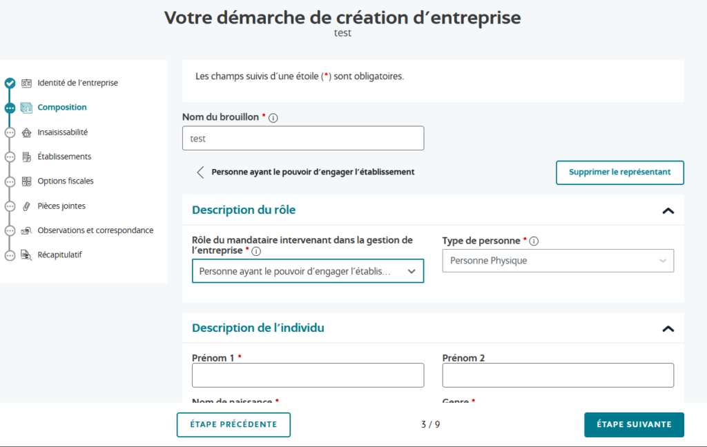 procédure création micro-entreprise INPI