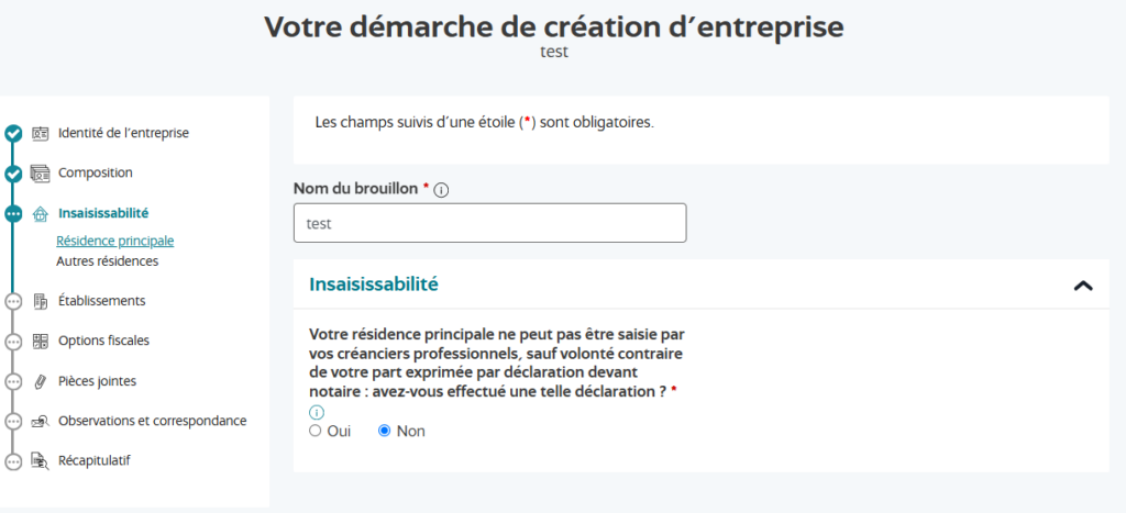 procédure création micro-entreprise guichet unique INPI