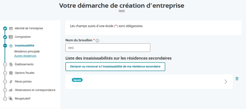 procédure création micro-entreprise guichet unique INPI