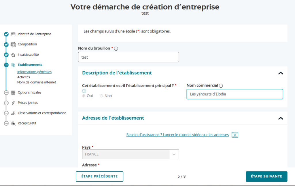 procédure création micro-entreprise guichet unique INPI