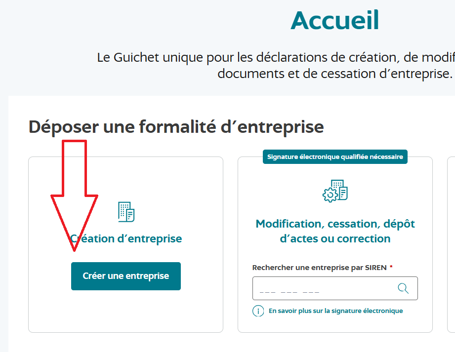 procédure création entreprise INPI