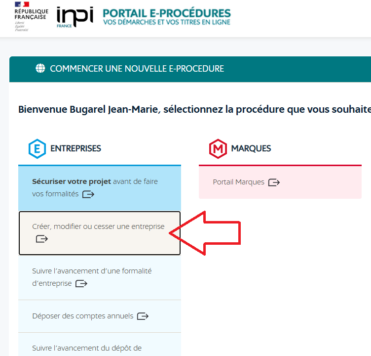 procédure création micro-entreprise guichet unique INPI