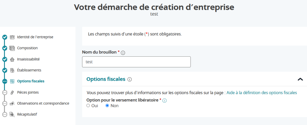 procédure création entreprise guichet unique INPI